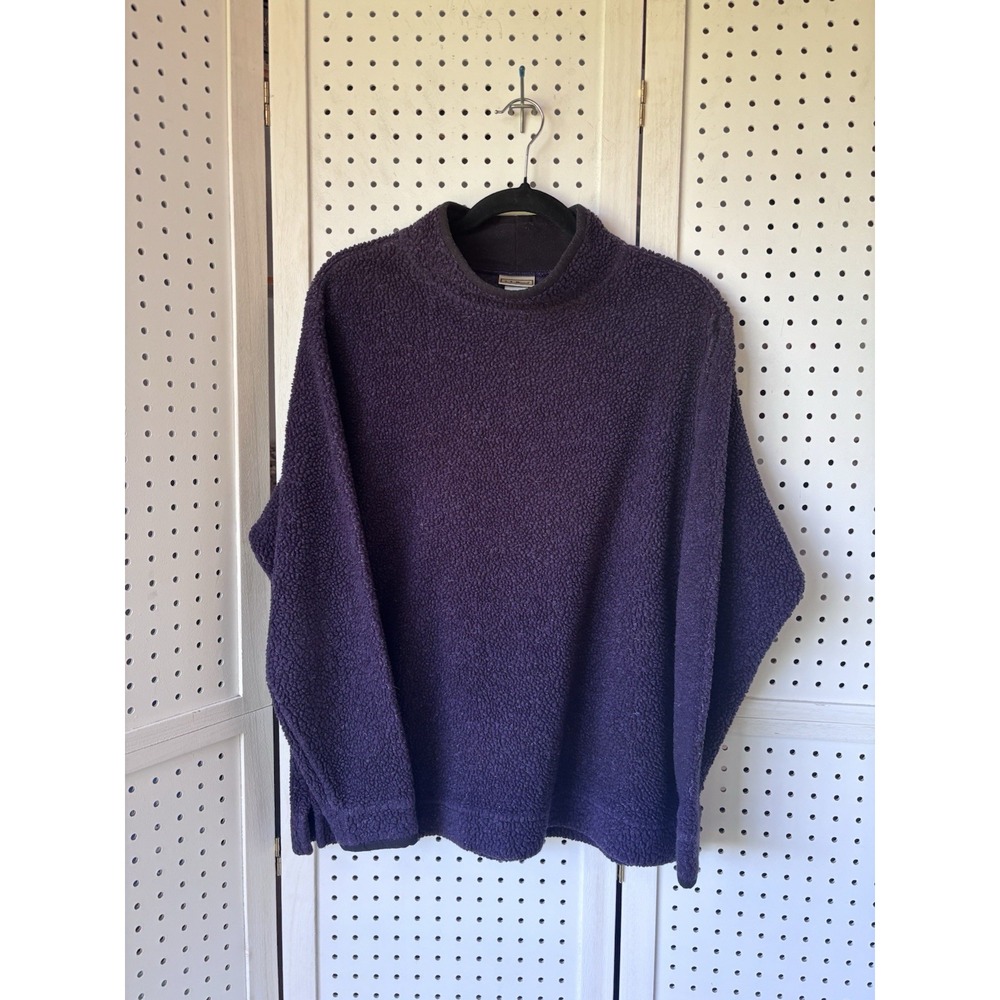 LL Bean High Pile Pullover Fleece Sweatshirt Women's Lg Purple Acrylic Poly